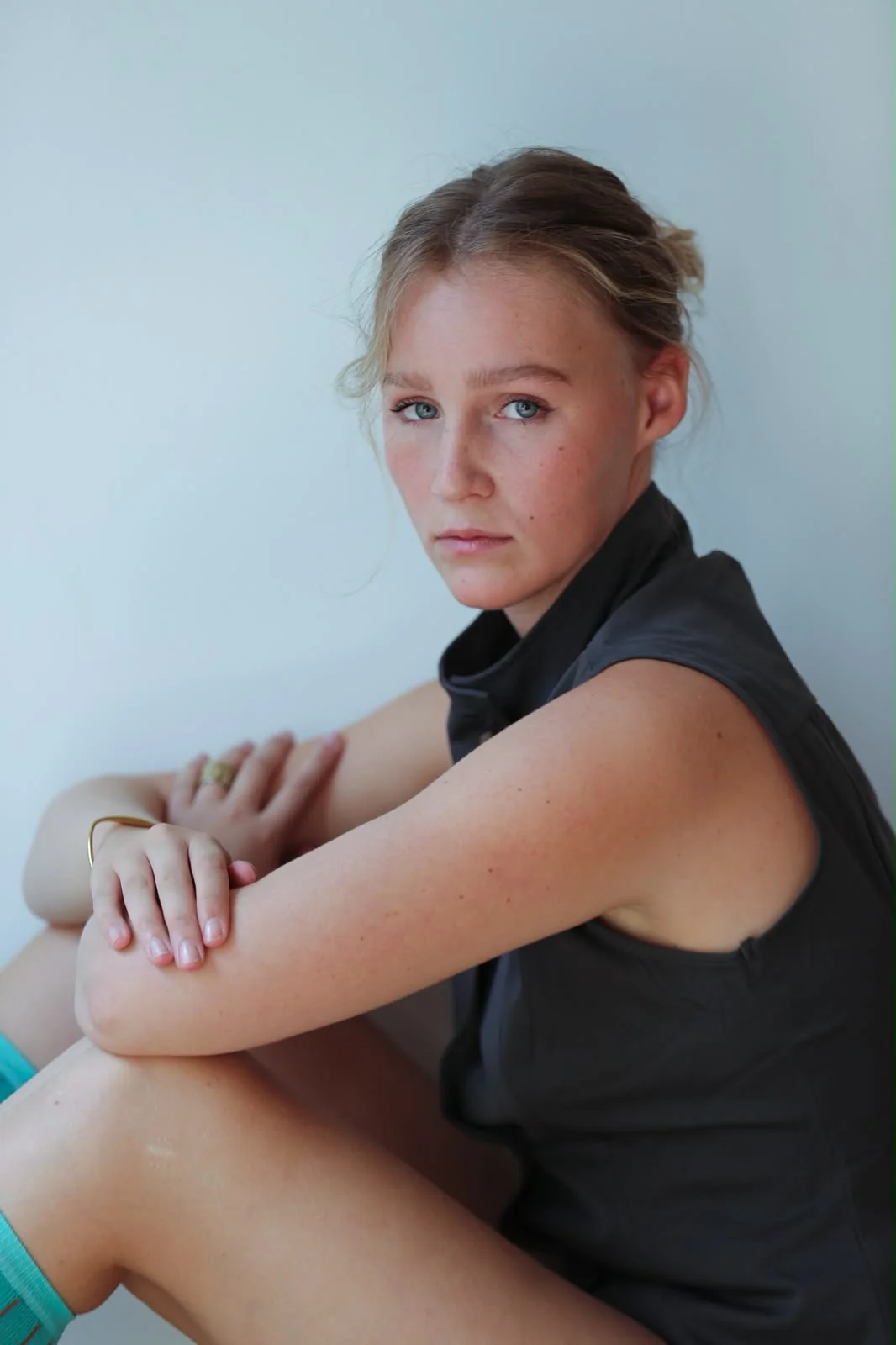 Charlotte Damman seated, studio portrait